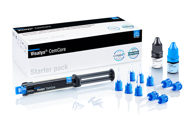 Visalys CemCore system enables both dental adhesive cementation and core build-up to be easily achieved