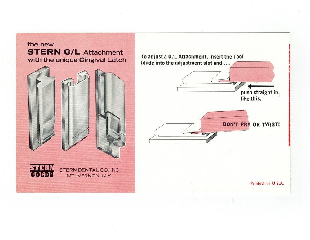 This publication from 1960 features the STERN G/L Attachment with the unique gingival latch.