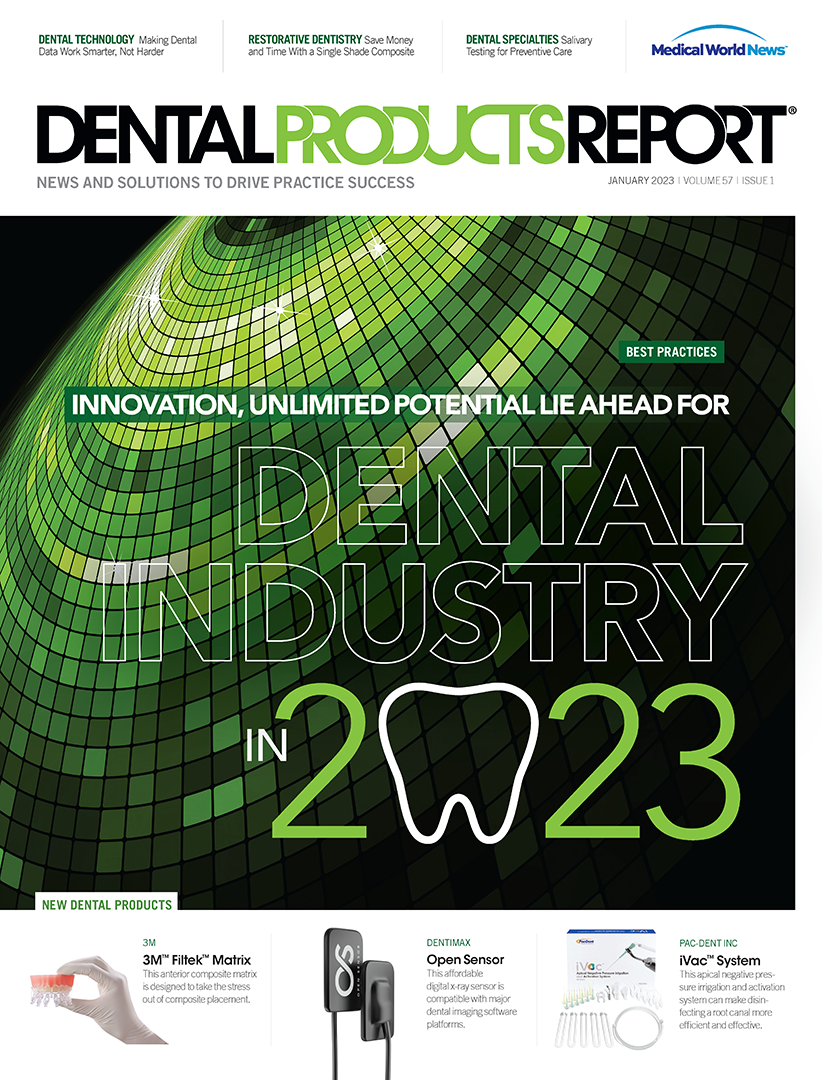 Dental Products Report January 2023 issue cover - Innovation, Unlimited Potential Lie Ahead for Dental Industry in 2023