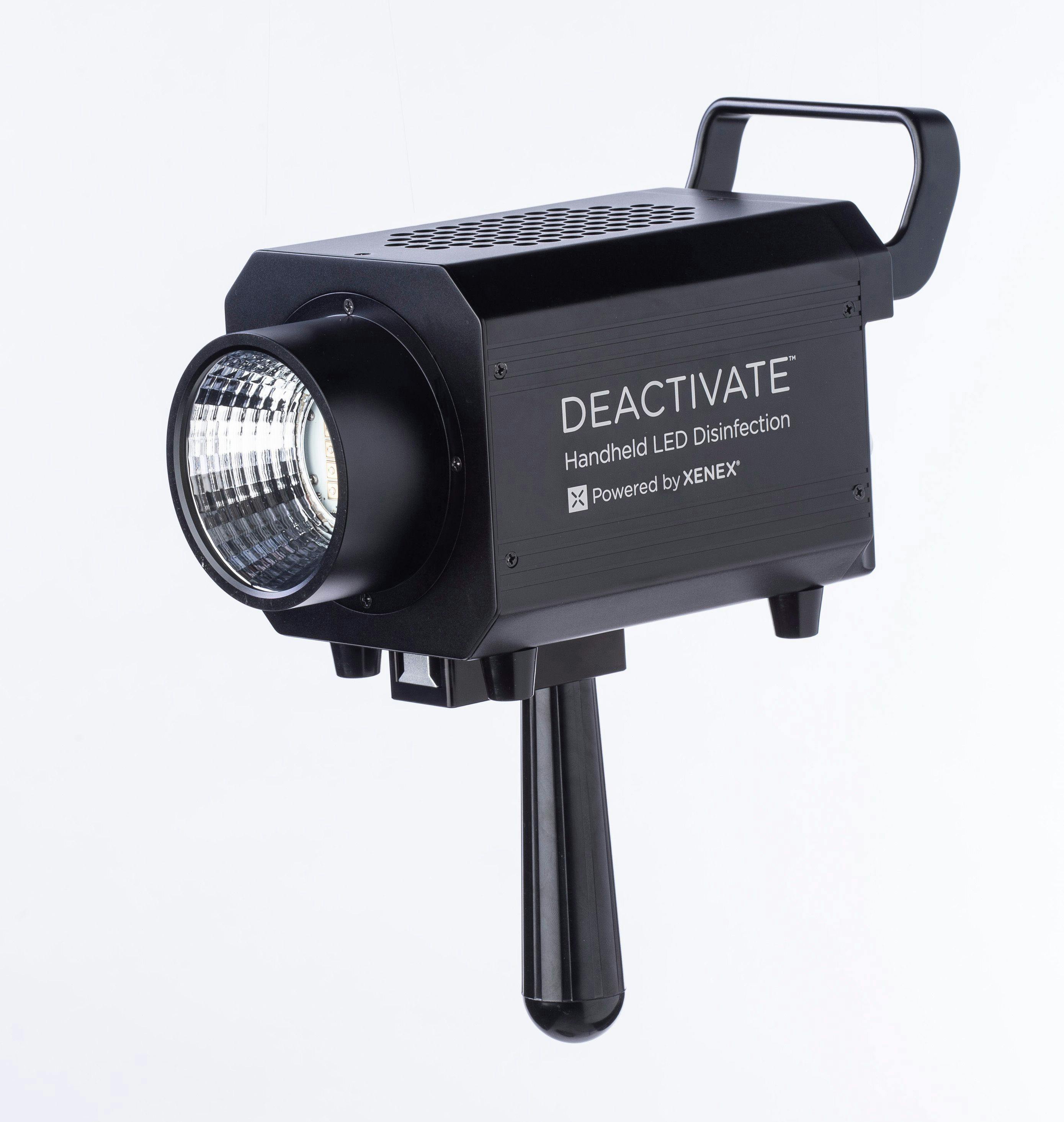 Deactivate™ is a high-powered, handheld LED device designed to quickly disinfect surfaces in confined spaces.