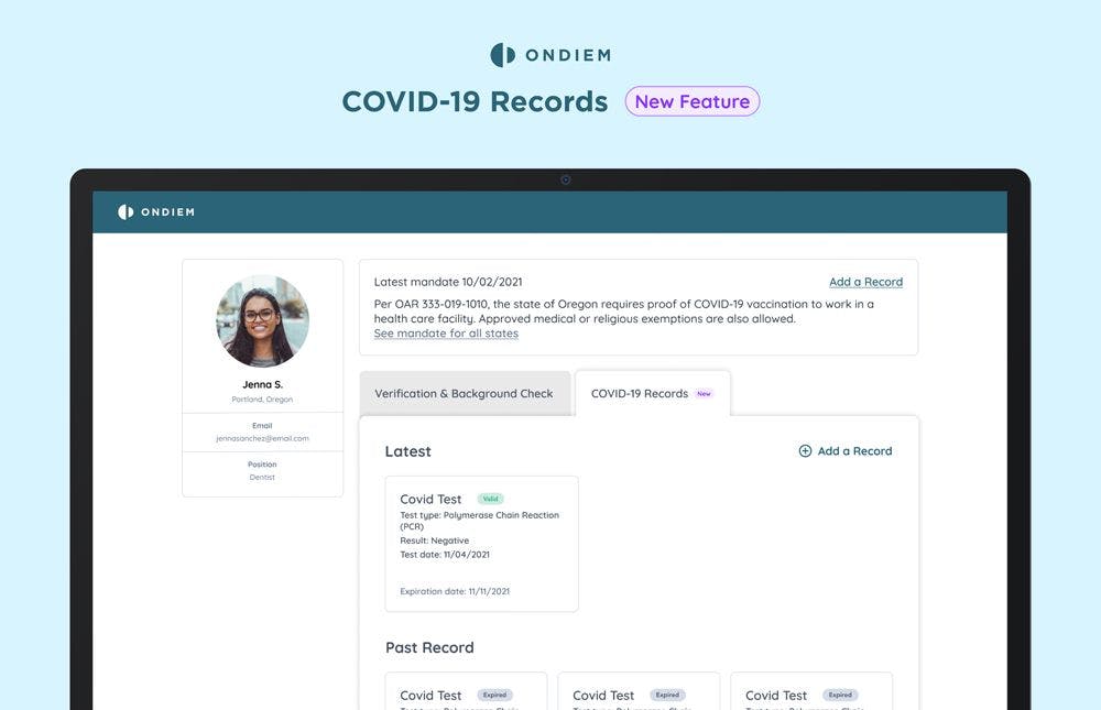 onDiem Introduces COVID-19 Records Tracking Feature