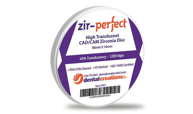 Dental Creations releases Zir-Perfect zirconia disc