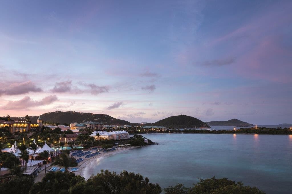 St Thomas_Ritz-Carlton_beach overview at dusk  credit  Don Riddle
