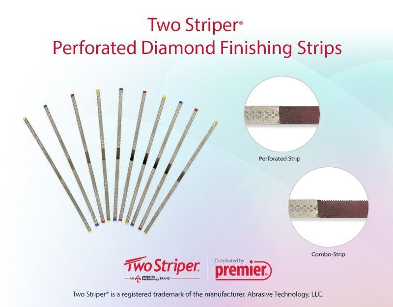 Premier Dental’s New Two Striper Perforated Diamond Finishing Strips Offered in 2 Versions  | Image Credit: © Premier Dental Co.