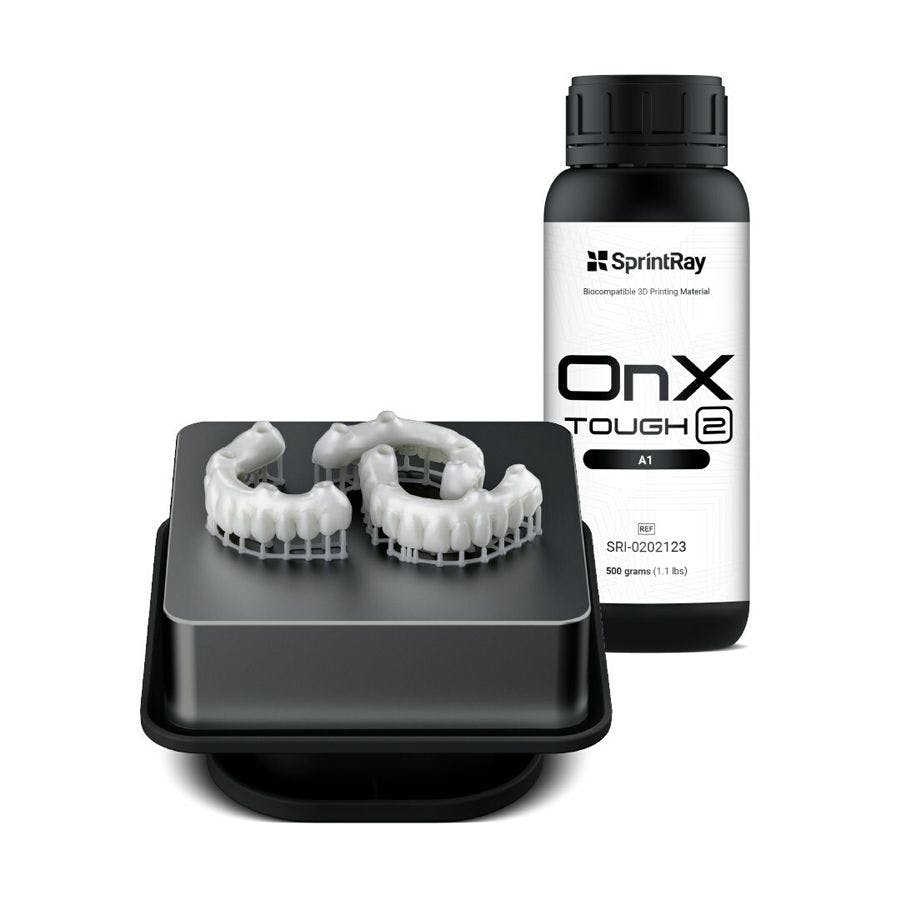 SprintRay to Launch OnX Tough 2 FDA-Cleared 3D Printing Resin for Implant-Supported Dentures. Image credit: © SprintRay, Inc