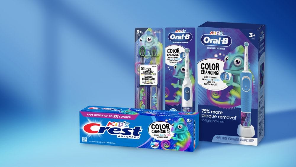 Crest’s Kids Color Changing Toothpaste is designed to encourage children to brush up to 2 times longer to protect against cavities. 