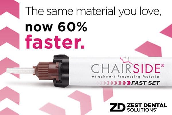 Chairside Attachment Processing Material from Zest Dental Solutions.