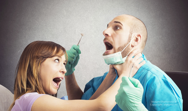 Patient chocking a dental care provider